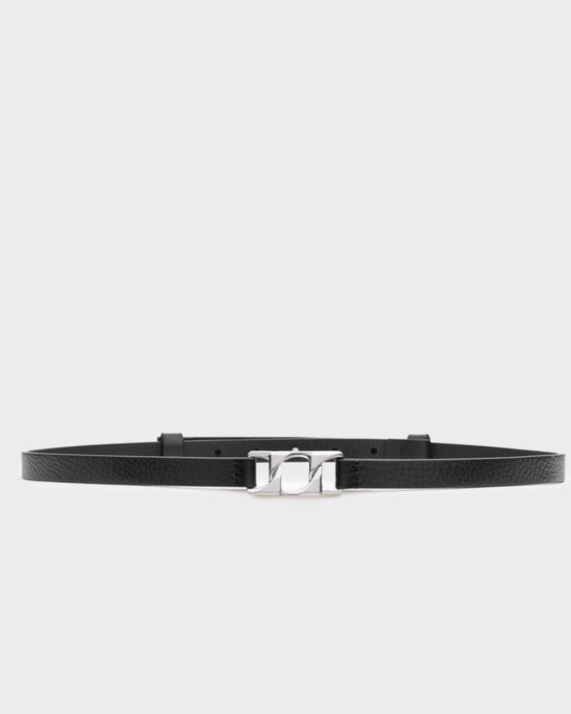 Front of a model wearing a size L Olympus Leather Belt in Black in Black by Rag & Bone. | dia_product_style_image_id:364464